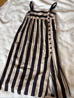 Urban Outfitters Striped Black and Cream Button-Front Maxi dress